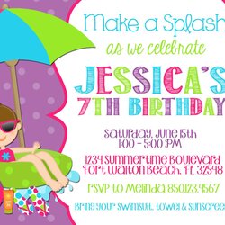 Preeminent Pool Party Invitation Wording Template Birthday Invitations Templates Swimming Printable Girl Kids