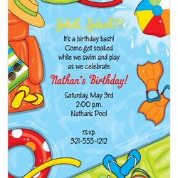 Eminent Pin By Polka Dot Design On Pool Party Invitations Birthday Wording