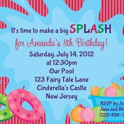 Wonderful Pool Party Birthday Invitations Templates Free Download