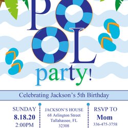 Superior Free Printable Pool Party Invitations Template