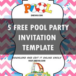 Supreme Free Printable Pool Party Invitation Templates Download Hundreds Template Birthday Automatically