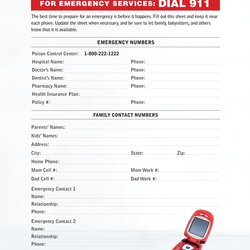 Perfect Best Images Of Printable Emergency Contact List Sheet Information First Form Aid Babysitting Kids