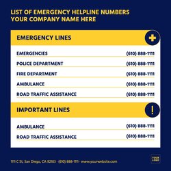 Supreme Editable List Of Emergency Helpline Numbers Phone