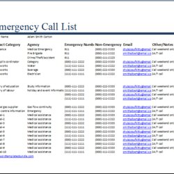 Super Emergency Phone List Template Database Call
