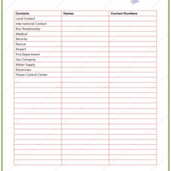 Magnificent Best Images Of Printable Contact List Template Free Emergency Business Numbers Phone Sheet Excel