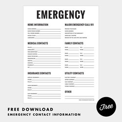 Out Of This World Printable Emergency Contact Numbers Template Girl Scout Phone List