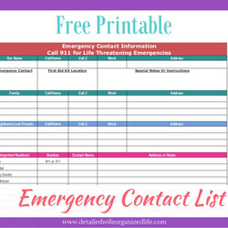 Worthy Free Printable Emergency Contact List Detailed Wife Organized Life Fit