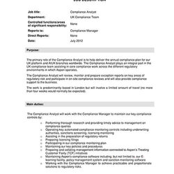 Free Job Description Templates Examples Word Blank Template Page
