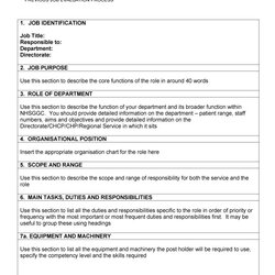 Blank Job Description Template Examples Templates Role Printable Responsibilities Excel Employee Roles Lab