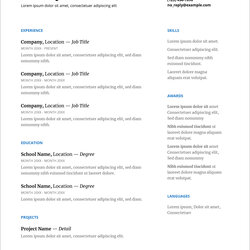 Preeminent Free Modern Resume Templates Minimalist Simple Clean Design Microsoft Template Docs Google Word