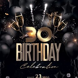 Swell Birthday Bash Gold Black Free Flyer Templates Flyers