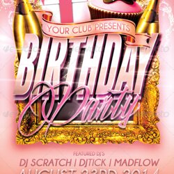 Brilliant Beautifully Designed Birthday Party Flyer Templates Template Flyers Arrange Awesome These