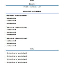 Blank Resume Templates Doc Template Sample Professional Business