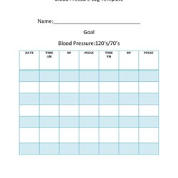 Supreme Printable Blood Pressure Log Templates Template