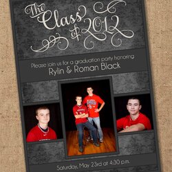 Graduation Invitation Templates Free Invitations Luxury Damask Party Printable Color Of