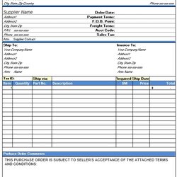 Excellent Purchase Order Excel Template