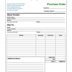 Out Of This World Purchase Order Request Form Template