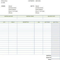 Wizard Purchase Order Excel Template