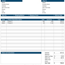 The Highest Quality Purchase Order Template For Excel Lg