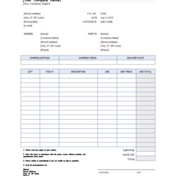Purchase Order Excel Template Invoice