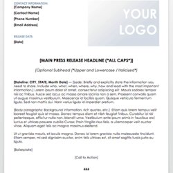Spiffing Free Press Release Templates Template Standard Word