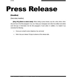Superb Top Resources To Get Free Press Release Templates Word Template