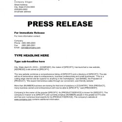Magnificent Press Release Template Word Example Format Fantastic Doc Templates