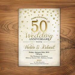 Wedding Anniversary Invitation Gold White Retro Invitations Golden Templates Wording Handmade Visit Choose