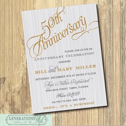 Cool Wedding Anniversary Invitation Printable Gold Gray Wording Digital Surprise Dinner
