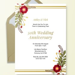 Smashing Free Anniversary Invitation Templates Examples Edit Online Printable Wedding Template
