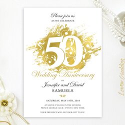 Exceptional Golden Wedding Anniversary Invitations Printed