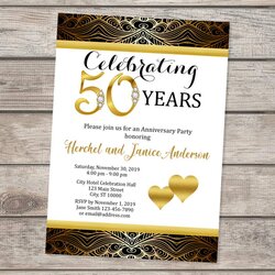 Fine Amazon Wedding Anniversary Invitation Black And Gold