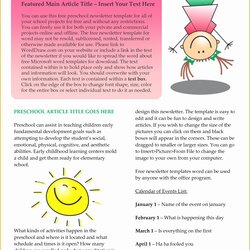Perfect Free Printable Newsletter Templates For Church Of Christmas Preschool Newsletters Sample Template