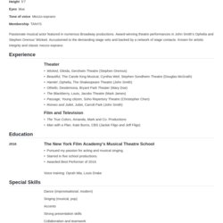Sterling Theatre Resume Template Doc Theater