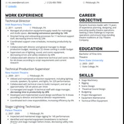 Technical Theatre Resume Examples That Work In Standout Example