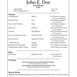 Great Theater Resume Template Word Documents Download Theatre Example Actor Technical Beginner Musical