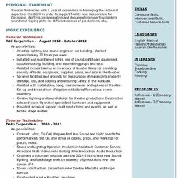 Out Of This World Theater Technician Resume Samples