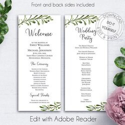 Champion Printable Wedding Reception Program Template Templates
