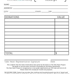 Terrific Tax Donation Form Template Receipt Examples Sample