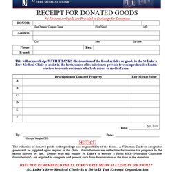 Matchless Printable Goodwill Donation Receipt World Holiday Template