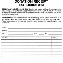 Peerless Tax Donation Receipt Form Templates Address Book Template Goodwill Donations Charitable Donate