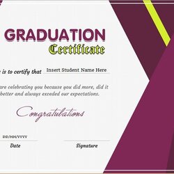 Great Graduation Certificate Templates Free Certificates Word Award Template Ms Talent Professional Show