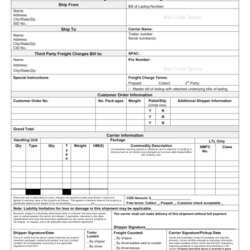 Free Bill Of Lading Templates Excel Formats Template Form Word Sample Document Blank Short Box Business