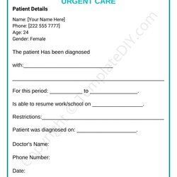 Wizard Urgent Care Doctors Note Printable Template In Word