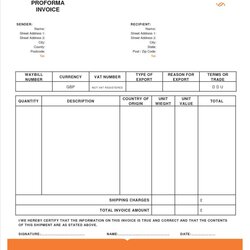 Free Proforma Invoice Template Word Doc Example With