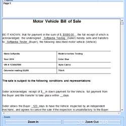Super Vehicle Bill Of Sale Word Template Ms For Car Software