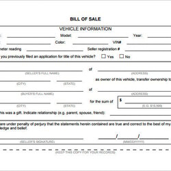 Bill Of Sale Word Template Free Download Doc Vehicle In