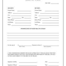 Worthy The Bill Of Sale Form Is Shown In This File And It Contains Word Template Printable Blank Car General