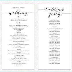 Very Good Free Printable Wedding Ceremony Program Template Wondrous Example