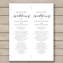 Smashing Printable Wedding Program Template Templates Print Ready Download